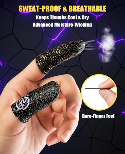 8 Pcs Silver Fiber Gaming Finger Sleeves, Ultra-Thin Dedales Gamer for Mobile Gaming, Anti-Sweat Breathable Thumb Sleeves Universal for Phones & Tablets - Image 4