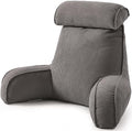 Reading Pillow for Sitting Up in Bed, Sofa & Floor – Corduroy Backrest Pillow with Arms, Side Pockets & Washable Cover, Bed Rest Pillow Back Support, Dark Grey by Ailuteie