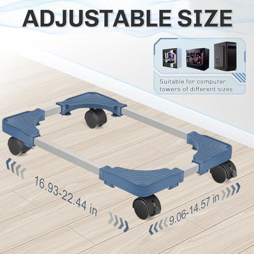 Liitrton Mobile CPU Stand Adjustable PC Stand Fits Most PC Towers, Blue - Image 2