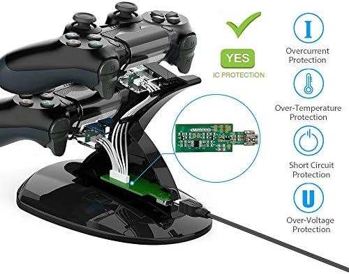 VSEER Dual Shock PS4 Charging Station - Twin Charge Docking Station Stand Charger for PS4/Pro/Slim Controllers, Black - Image 4