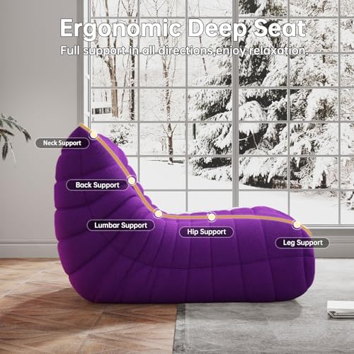 WHGBJA Oversized Bean Bag Chair for Adults with Memory Foam 3 Seater Couch | Floor Sofa Couch for Gaming, Reading, Bedroom, Living Room, Comfy, Boneless, Ergonomic - Image 5