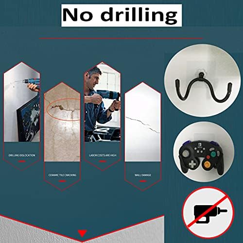Universal Adhesive Game Controller Organizer Wall Mount and Clip for Xbox One PS4 Switch Pro - Headphone Holder - Easy to Install - 2 Pack - Image 3
