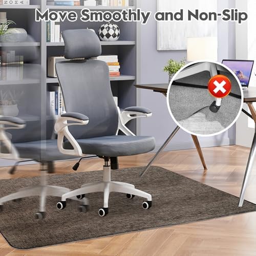 Sycoodeal Office Chair Mat for Hardwood & Tile Floor, 40" x 55" Heavy Duty Computer Gaming Chair Mat for Rolling Chairs Non-Curve, Anti-Slip, Floor Protector for Home Office (Coffee) - Image 4