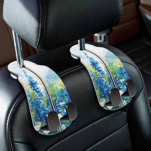 Blusabaca 2PCS Car Seat Headrest Hooks, Purses Bags Holder, Floral Blue by Blusabaca