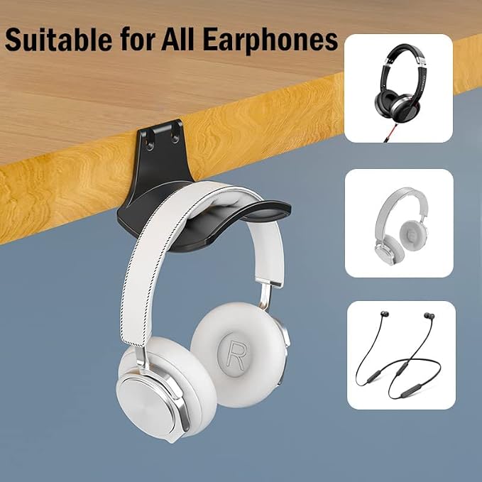 2-Pack Never Fall Headphone Hook Wall Mount Headset Holder White | Stand fixted with screws for airpods max sennheiser sony bose beats akg - Image 5