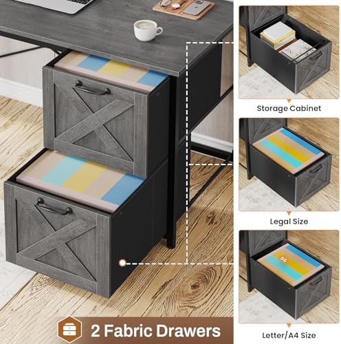 SEDETA Reversible L Shaped Gaming Desk with Drawers, LED Lights, - Image 6