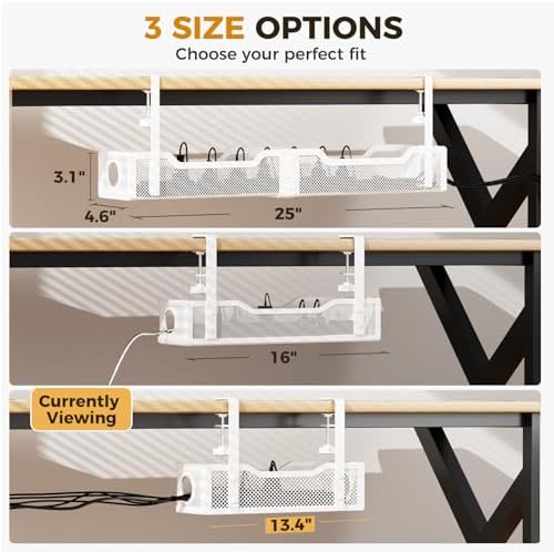 Under Desk Cable Management Tray White, Cinati Wire Organizers No Drill, Cable Tray with Clamp for Wire Management, Cord Organization Box for Office, Home - No Damage to Desk - Image 5