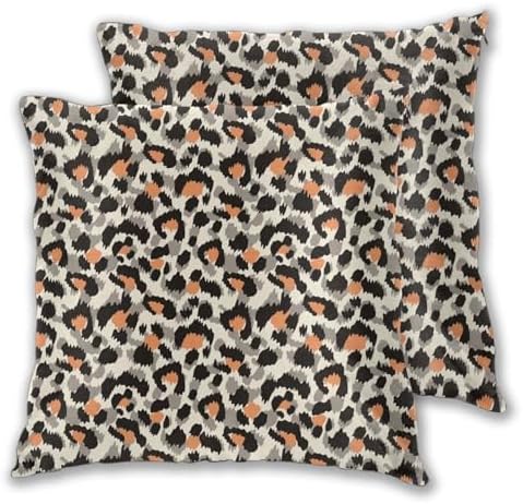 Cheetah Animal Print Pillowcase Set of 2 Leopard Throw Pillow Covers Shells for Couch Office Bedroom Home Decoration, 16"X16" by Abucaky