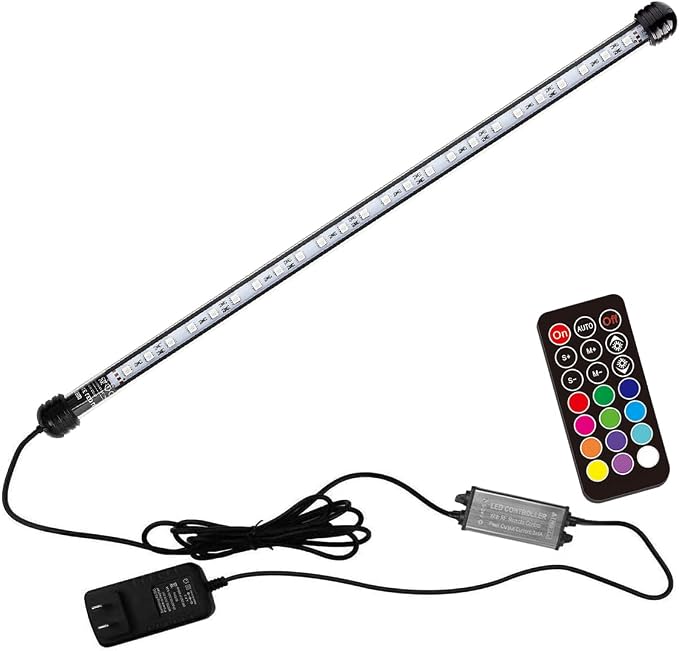 LED Aquarium Light, 23 inches Fish Tank Light RGB Color Underwater light Submersible Crystal Glass Lights, 33 LED Beads, Brightness Adjustable Memory Function, LED Light bar Stick for Fish Tank by COVOART