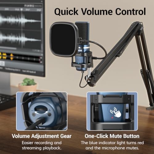 TONOR Podcast Microphone, USB Computer Microphone, Cardioid Condenser PC Mic with Tripod Stand and Pop Filter for Podcasting, Streaming, Vocal Recording (TC 777 with Boom Arm) - Image 3