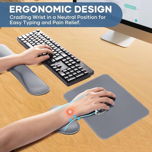 Office Ergonomic Memory Foam Computer Mouse and Keyboard Wrist Rest pad Support Carpal Tunnel, Wrist Rest for Keyboard and Mouse, Wrist Support Set - Image 4