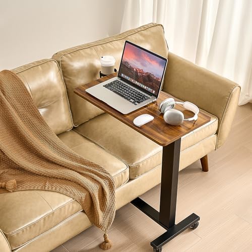 VEVOR Electric Overbed Table, Height Adjustable Hospital Bed Table, Over The Bed Table with Wheels, Mobile Laptop Desk with Cup Holder & Lifting Button, Overbed Desk for Home, Office, Study - Image 2