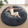 Bean Bag Cover (No Filler), Faux Fur Beanbag Chairs Covers Only, Stuffed Animal Storage Bean Bag, Giant Washable Beanbag Cover Without Filling, 7FT, Dark Grey by ODreamyDogs