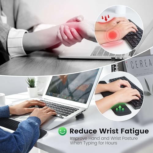 MEKASS Keyboard Wrist Rest - Soft Memory Foam Wrist Support for Long Hours of Work, Gaming, Studying (Light Gray) - Image 3