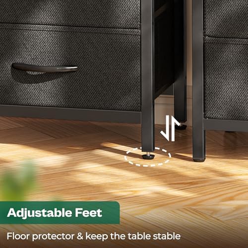 Huuger Nightstand with Charging Station, 27.6 Inch Bedside Table,Side Table - Image 7