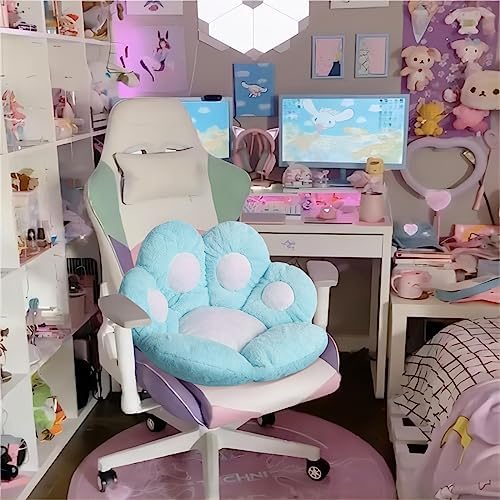 Ditucu Cat Paw Cushion Kawaii Chair Cushions 31.4 x 27.5 inch Cute Stuff Seat Pad Comfy Lazy Sofa Office Floor Pillow for Gaming Chairs Room Decor Blue - Image 6
