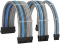 Formulamod PSU Cable Extension Kit 18AWG Sleeved, 24 Pin ATX + 8 Pin EPS + Dual 8 Pin PCI-E, Custom PC Cable Extensions with Combs for Clean Cable Management & Gaming PC Build (Silver Grey Sky Blue) by Formulamod