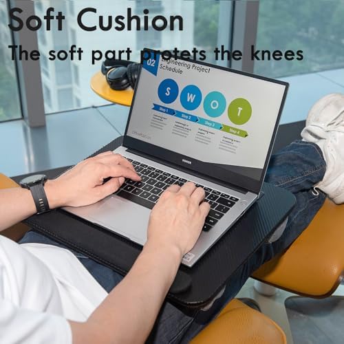 Portable Laptop Desk Fits Up to 16“ Laptops, with Tablet Slot, Built-in Cushion, Great for Home & Office,Lap Desk for Laptop,Lap Desk with Cushion (Black with Wrist Rest, Medium) - Image 7