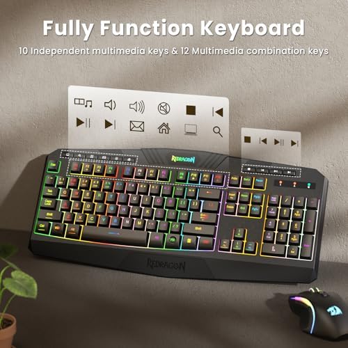 Redragon S101M-KS Gaming Keyboard and Mouse Wireless with Tri-Mode, RGB Keyboard and 4800 DPI Gaming Mouse, 10 Independent Multimedia Keys for Wins, PC, Computer, Wireless S101 Ideal for Gamer - Image 6
