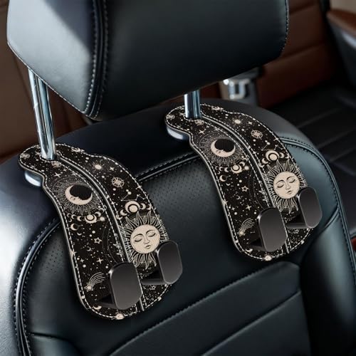 Blusabaca 2PCS Car Seat Headrest Hooks, Purses Bags Holder, Sun and Moon by Blusabaca