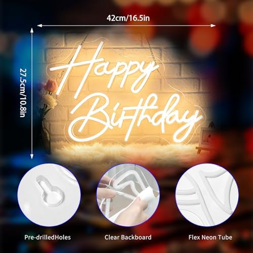 Neon Sign, Birthday Neon Signs for Wall Decor LED Signs Neon Light - Image 3