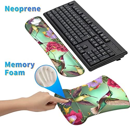 Ergonomic Mouse Pad with Wrist Support Gel & Memory Foam, Floral Hummingbird Flower Pattern, Non-Slip PU Base for Office, Gaming, Computer, Laptop, Home - Image 4