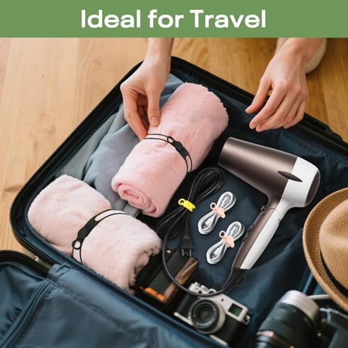 Silicone Cable Organizer Ties, Reusable Elastic Cord Ties 4.2in for Charging Cables, Electrical Cords Computer Wire Organization(24Pcs, 4Colors) - Image 2