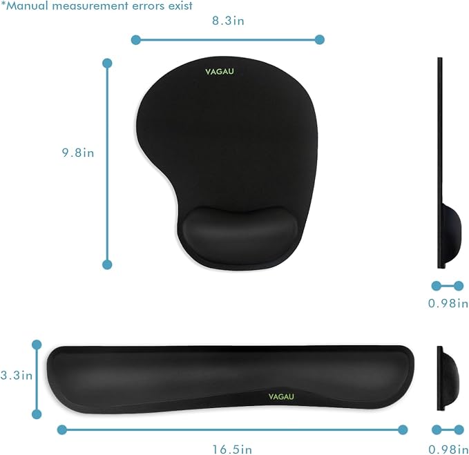 VAGAU Premium Keyboard Wrist Rest and Mouse Pad Wrist Support for 2 Pack | Ergonomic Memory Foam Set for Office, Laptop, Mac, Computer and Gaming, Comfortable Typing &Wrist Pain Relief - Image 7