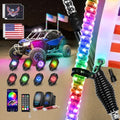 Nilight RGB LED Whip Light 2PCS 3FT with 8 Rock Lights Combo by Nilight