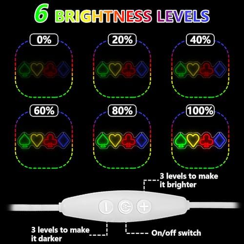 Playing Card Suits Neon Sign, Poker LED Neon Light for Wall Decor, Dimmable Poker Neon Sign for Game Room, Bar, Man Cave, Casino Party, Hotels, Great Gifts for Boys Men Shop Birthday - Image 5