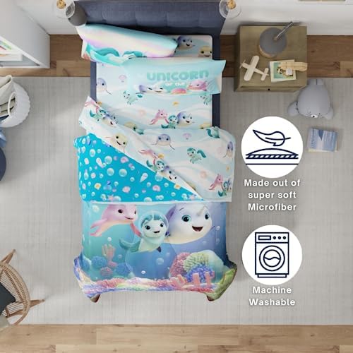 DreamWorks Not Quite Narwhal Kids Bedding Super Soft Comforter and Sheet Set, 4 Piece Twin Size, (Official Licensed Product) by Franco - Image 4
