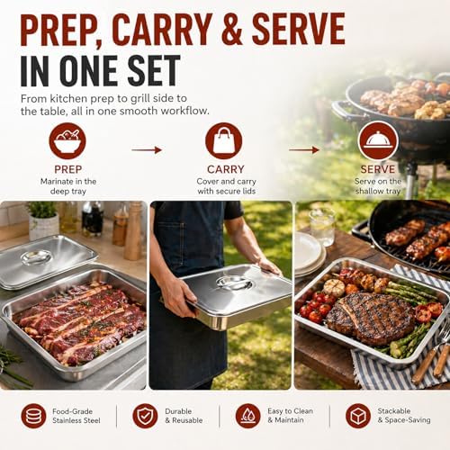 Grill Prep Tray with Lid 3-Piece Grill Carry System - Image 4