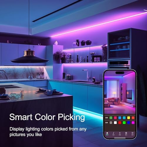 LED Strip Lights For Bedroom 130 FT(2 Rolls of 65.5 FT) with remote and intelligent application Bluetooth LED lights, music synchronized RGB color changing lights, suitable for room party decoration - Image 4