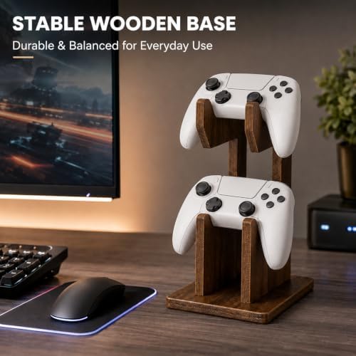 Wooden Controller Holder, Controller Stand with 2-Tier Gamepad Storage - Image 6