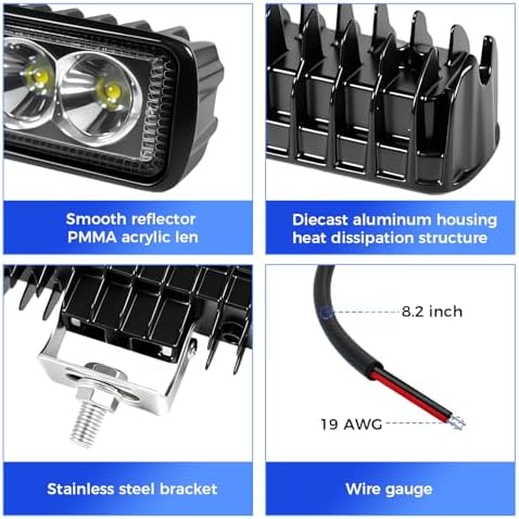 6 Inch Led Light Bar Spot Beam Aluminum 6000K White 18W Waterproof, 1 Pack - Image 5