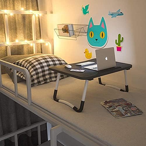 Laptop Bed Desk, Foldable Lap Desk with Storage Drawer, Cup and Phone Holder, Laptop Bed Tray Table, Portable Lap Table, Laptop Stand for Breakfast, Working, Writing, Gaming and Drawing (Black) - Image 3