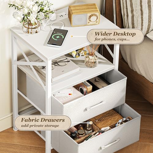 Huuger Nightstand Set of 2 with Charging Station, USB-C Port, End Tables - Image 5