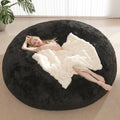 Bean Bag Cover (No Filler), Faux Fur Beanbag Chairs Covers Only, Stuffed Animal Storage Bean Bag, Giant Washable Beanbag Cover Without Filling, 5FT, Black by ODreamyDogs