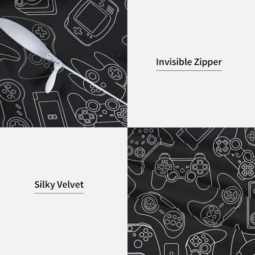 Perinsto Video Game Controller Background Throw Pillow Covers Set of 2 Gaming Gadgets Decorative Pillowcases Soft Cushion Covers for Sofa Couch Bed Home Decor, 20"X20" - Image 3