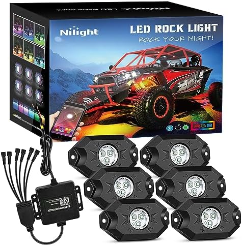 Nilight RGB LED Rock Lights Kit 6 Pods Underglow Multicolor Neon Pod by Nilight