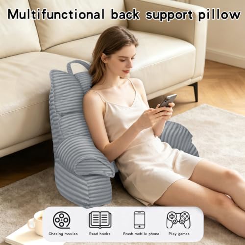 Reading Pillow for Bed with Arms, Back Support, Memory Foam（Smoke Gray） - Image 6