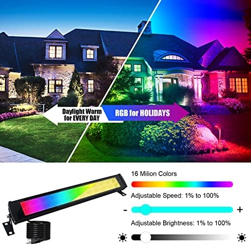 50W RGB Wall Washer Light, RGB Light bar, Warm 3000K & 16 Million Colors&Timing& Music Sync, with Remote & APP Control, for Commercial Lighting, Birthday Party, Garden Lighting, Wall Display - Image 2
