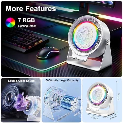 Bluetooth Speaker Desk Fan with Phone Stand & RGB Light - Image 5