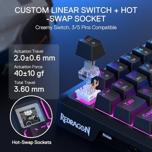Redragon K724 PRO Wireless 81-Key Gasket Gaming Keyboard with Screen & Knob - Image 6