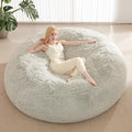 Bean Bag Chair Cover, Waterproof Faux Fur Bean Bag Cover Only(No Filler), 5FT Round Beanbag Cover with Pocket, Big Giant Bean Bags Covers for Adults Kids Teens, Stuffed Animal Storage by ODreamyDogs