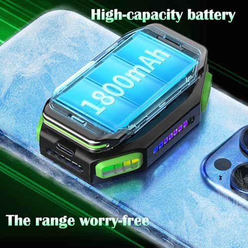 Magnetic Phone Cooler with Rechargeable Battery, LED Cooling Fan with Semiconductor Cooling,Phone Cooler with Power Display, Suitable for Phone Gaming Enthusiasts, Live Broadcast Crowd Network (Green) - Image 4