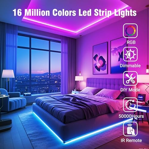 VOLIVO 100FT LED Strip Lights for Bedroom RGB Color Changing - Image 2