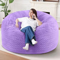 6FT Bean Bag Chair,Giant Bean Bag Chairs for Adults,Big Bean Bags with Memory Foam Filled, Large Beanbag Chairs with Chevron Plush Cover-Purple by HABUTWAYMakeYourLifeComfortable