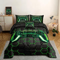 ROWADALO 6 Pieces Gaming Bedding Set for Boys Gamer Comforter Set Full Size,Video Game Comforter for Kids Adult 3D Gaming Geometric Microfiber Bedding Sets 6 Pieces Bed in A Bag Sets H50021,Full by ROWADALO