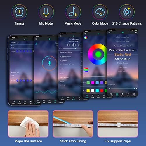 10 PCS RGB Under Cabinet Lighting Kit, App and Remote Control Led Strip Lights, Music Sync Color Changing Led Lights with ETL Listed Power Adapter, for Cabinet, Counter, Shelf, 16.4ft - Image 3